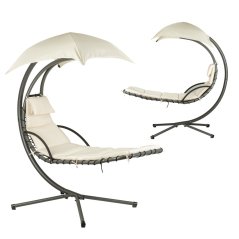 Záhradná ležadlová hojdačka, hojdacia sieť, závesné kreslo, kôš, béžová, MultiGarden