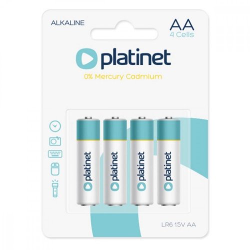 Monozelle Alkaline AA/LR06 1,5 V, Blister 4 Stück PLATINET-Batterie KLC