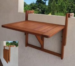 Składany stolik balkonowy 60x45cm IDA, do balustrady, drewno