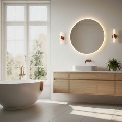 LED oglindă de baie cu perete rotund 80cm 3 culori comutator tactil ModernHome