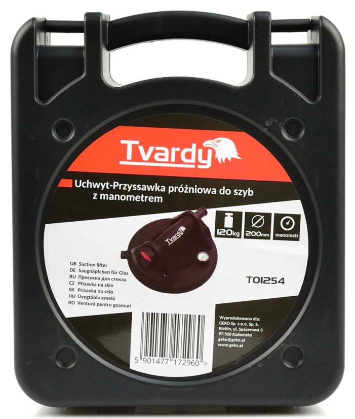 Vakuum-Aluminium-Saugnapf für Glas mit Manometer 1 x 200 mm, Tragkraft 120 kg, HART