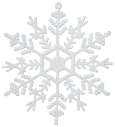 Ozdoba MagicHome Vianoce, 6 ks, snehová vločka, biela, na vianočný stromček, 12 cm