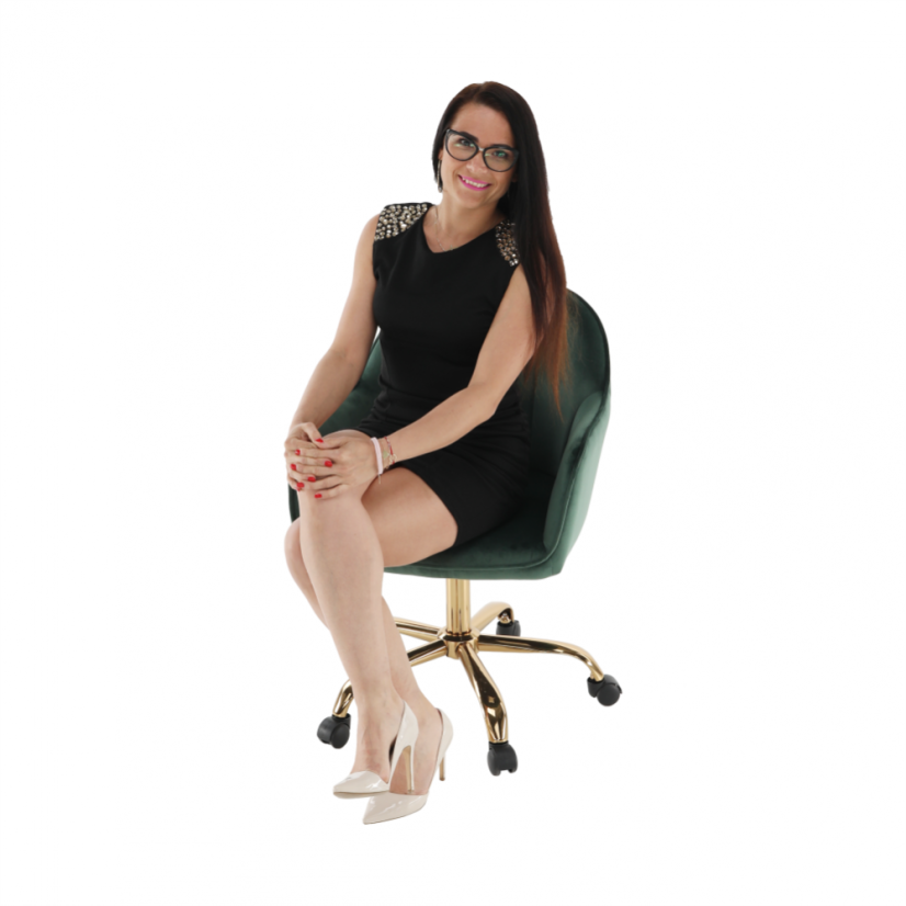 Bürostuhl, Samtstoff grün/gold, EROL