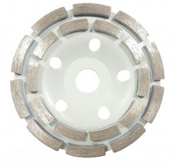 Disc de șlefuit diamantat 125 x 22 mm dublu rând, fără filet, pentru beton, MAR-POL