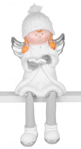 Figurină de Crăciun MagicHome, Înger cu carte, ceramică, 22x20x32,50 cm