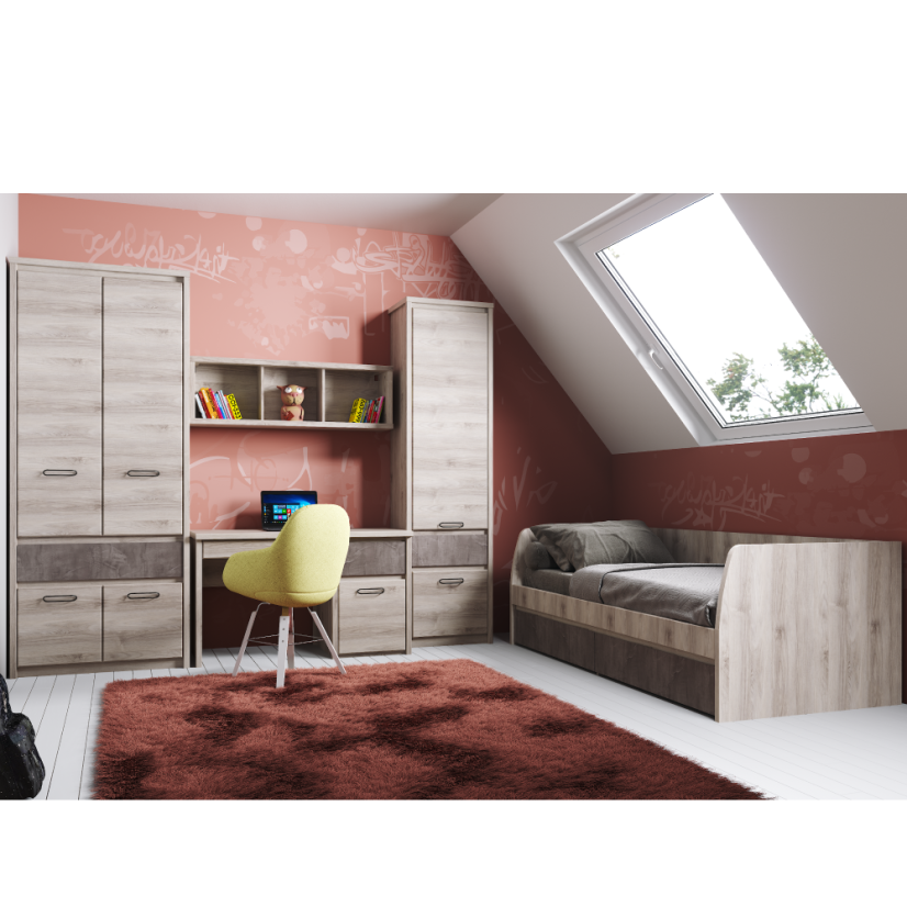 Kleiderschrank 4D1S, Nairobi Kastanie/Onyx, JESI NEU
