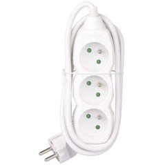 Kabelverlängerung 250V 1,5m /3 Z /Weiß
