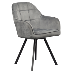 Vrtljiv jedilni stol, temno siva žametna tkanina, SAMANTA