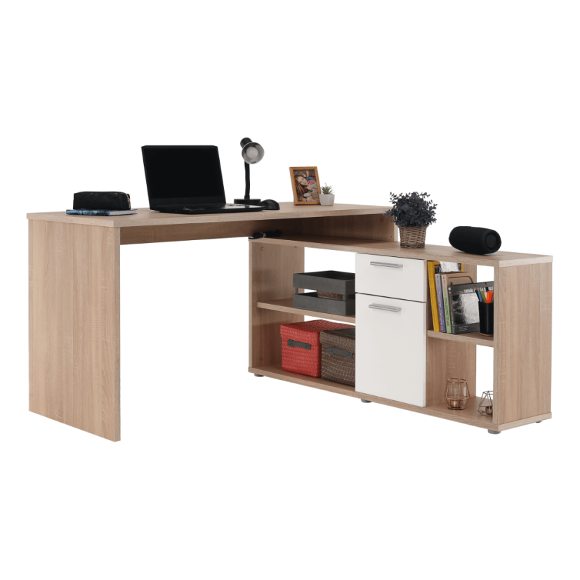 PC-Tisch, Sonoma-Eiche/Weiß, NOE NEU