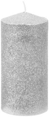 MagicHome Weihnachtskerze, 5,5x12 cm, silber, mit Glitzer