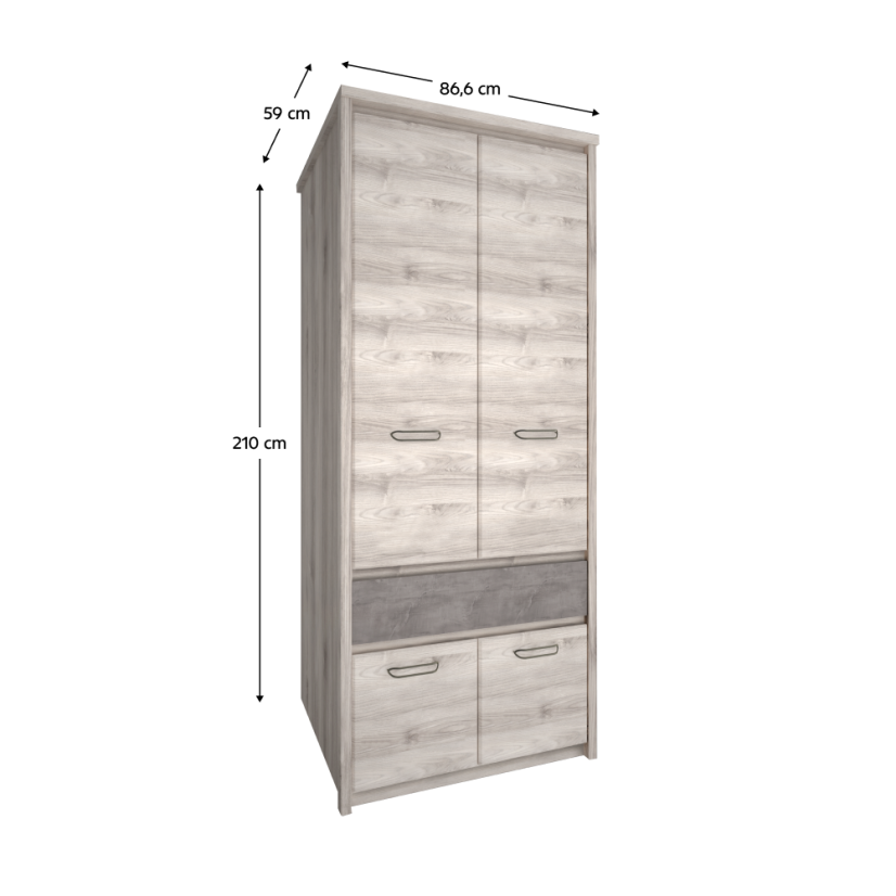 Kleiderschrank 4D1S, Nairobi Kastanie/Onyx, JESI NEU