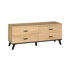 Stolik RTV, dąb Lefkada/czarny, SIRAN TYP 7