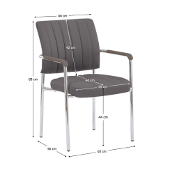 Krzesło konferencyjne, Taupe, skóra ekologiczna/chrom, FLORIN