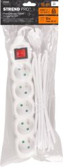 Kabel DG-F805BK L-5 m, przedłużacz, biały, 5x gniazdo + wyłącznik