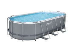 Medence Bestway® Power Steel™, 56710, szűrő, szivattyú, létra, adagoló, ponyva, 5,49x2,74x1,22 m
