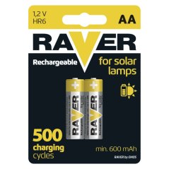 Batterie RAVER SOLAR HR6, wiederaufladbarer Akku, 600 mAh, Packung. 2 Stück, AA-Bleistift