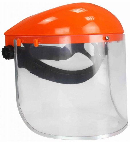Schutzmaske mit Plexiglas zum Rasenmähen, orange, MAR-POL