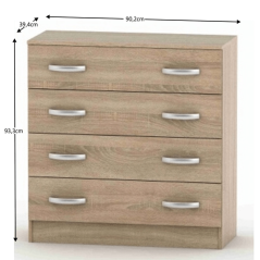 Kommode mit 4 Schubladen, Sonoma-Eiche, BETTY 2 BE02-007-00