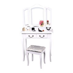 Schminktisch mit Hocker, weiß/silber, REGINA NEU