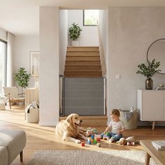 Ochranná sťahovacia bezpečnostná brána 160 cm na schody a dvere sivá ECOTOYS