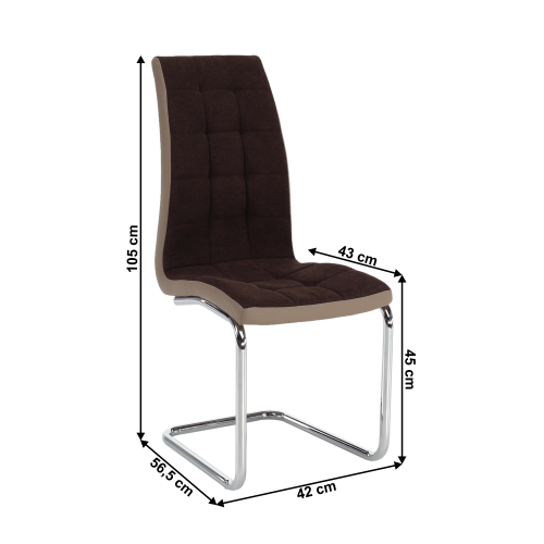 Krzesło do jadalni, brązowa tkanina/ekoskóra beż/chrom, SALOMA NEW