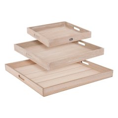 Set de 3 tăvi de servire, culoare naturală