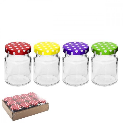 Canning can TO 48 sticlă transparentă de 90 ml, pachet de 12, capac cu puncte