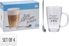Steklena skodelica 300 ml za Latte z žličko, set 2+2 kos (akce)