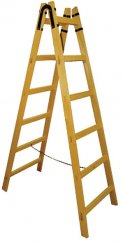 Rebrík drevený dvojdielny bez háčika 4 - priečkový, 136 cm