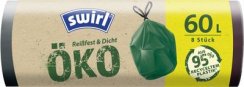 Swirl EKO-Beutel, für Abfall, einziehbar, grün, 60 Liter, 8 Stk