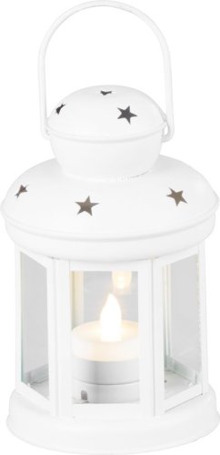 Lantern de Craciun MagicHome, alb, cu lumanare LED, 10x15/20 cm