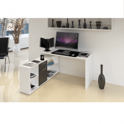 PC-Schreibtisch, weiß/schwarz, NOE NEU