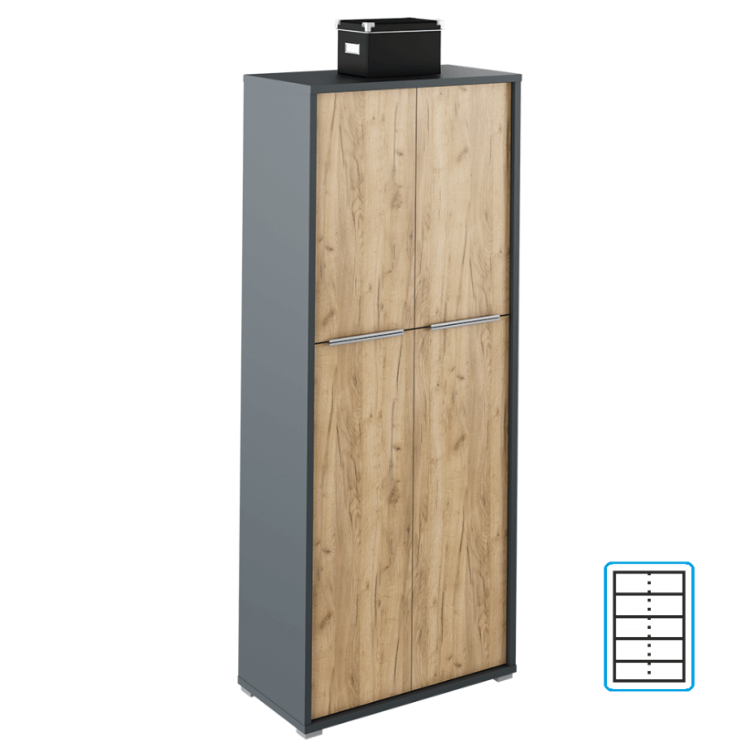 Regalschrank, Artisan Graphit/Eiche, RIOMA NEW TYPE 07