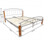 Podwójne łóżko, drewno olchowe/srebrny metal, 160x200, MIRELA