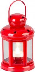 MagicHome Weihnachtslaterne, rot, mit LED-Kerze, 10x15/20 cm