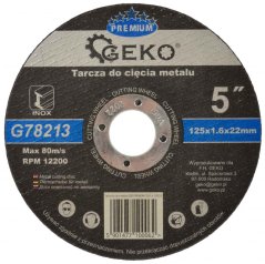 Rezna ploča za metal i nehrđajući čelik 125 x 1,6 x 22,2 mm, GEKO