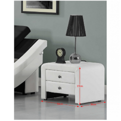 Nočna omarica, eko usnje, bela, WILSON