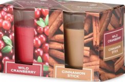 Sviečka vonná v skle 52x65 mm 2 ks v krabičke Wild Cranberry & Cinnamon