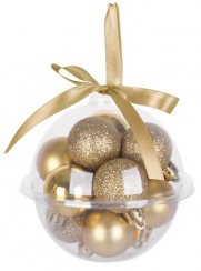 MagicHome karácsonyi labdák, 12 db, 3 cm, arany, karácsonyfára