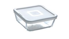 Cutie pentru alimente cu capac pătrat, 15x15x6cm, 0,8L, sticlă transparentă PYREX