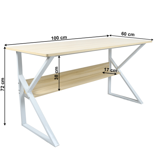 Pisalna miza s polico, natur/beli hrast, TARCAL 100