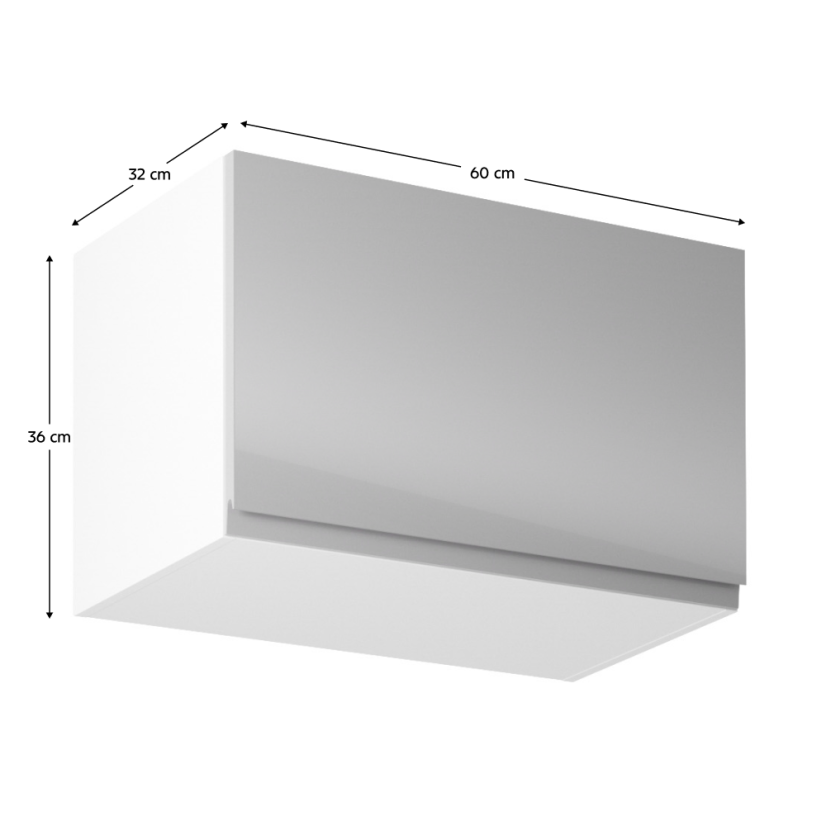 Oberschrank, Weiß/Grau Extra Hochglanz, AURORA G60KN