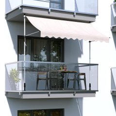 Balkónová slnečná markíza s nastaviteľnou výškou, vodotesná s ručnou kľukou béžová MultiGarden
