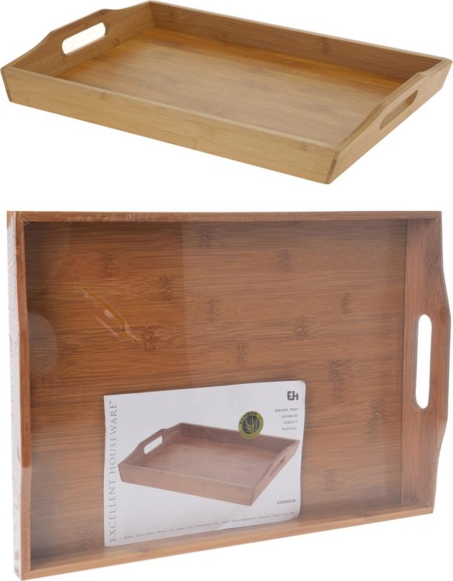Bambustablett 43x29x5cm mit Griffen, rechteckig KLC | Sensazionell