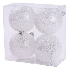 Ornament viseča krogla 8 cm set 4 plastičnih kosov
