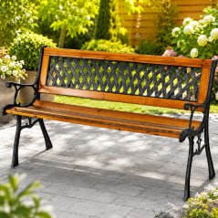 Bancă de grădină din lemn de brad / metal, 125 cm