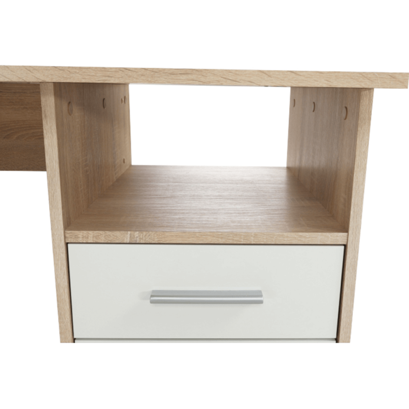 Eck-PC-Schreibtisch, Sonoma-Eiche/Weiß, MAURUS NEW MA11