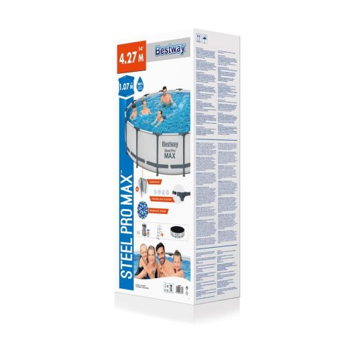 Basen Bestway® Steel Pro MAX, 56950, filtr, pompa, drabina, przykrycie, 4,27x1,07 m
