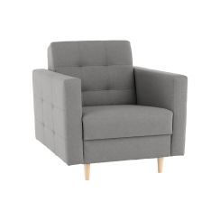 Teljesen kárpitozott fotel, szürke szövet, AMEDIA