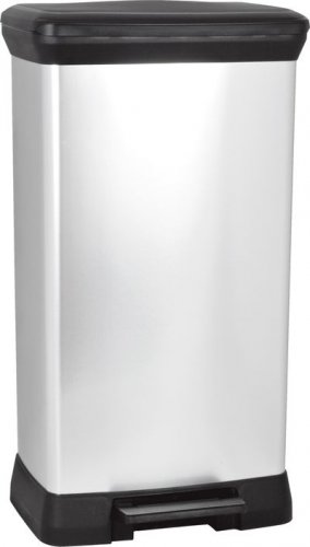 Koš Curver® DECO PEDAL BIN, 50 lit., 39x29x73 cm, černý/stříbrný, na odpad